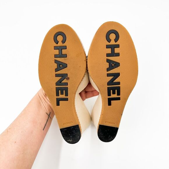 Chanel Camellia Wedge Sandals Slides Mules EU 37 US 6-6.5 - Picture 9 of 15